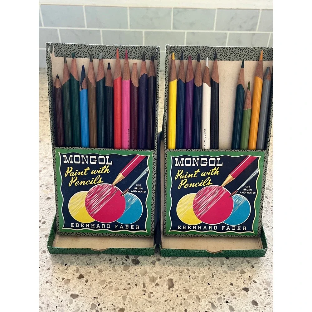 Vintage Eberhard Faber Mongo Colored Pencils Assortment 743 1950 USA Box